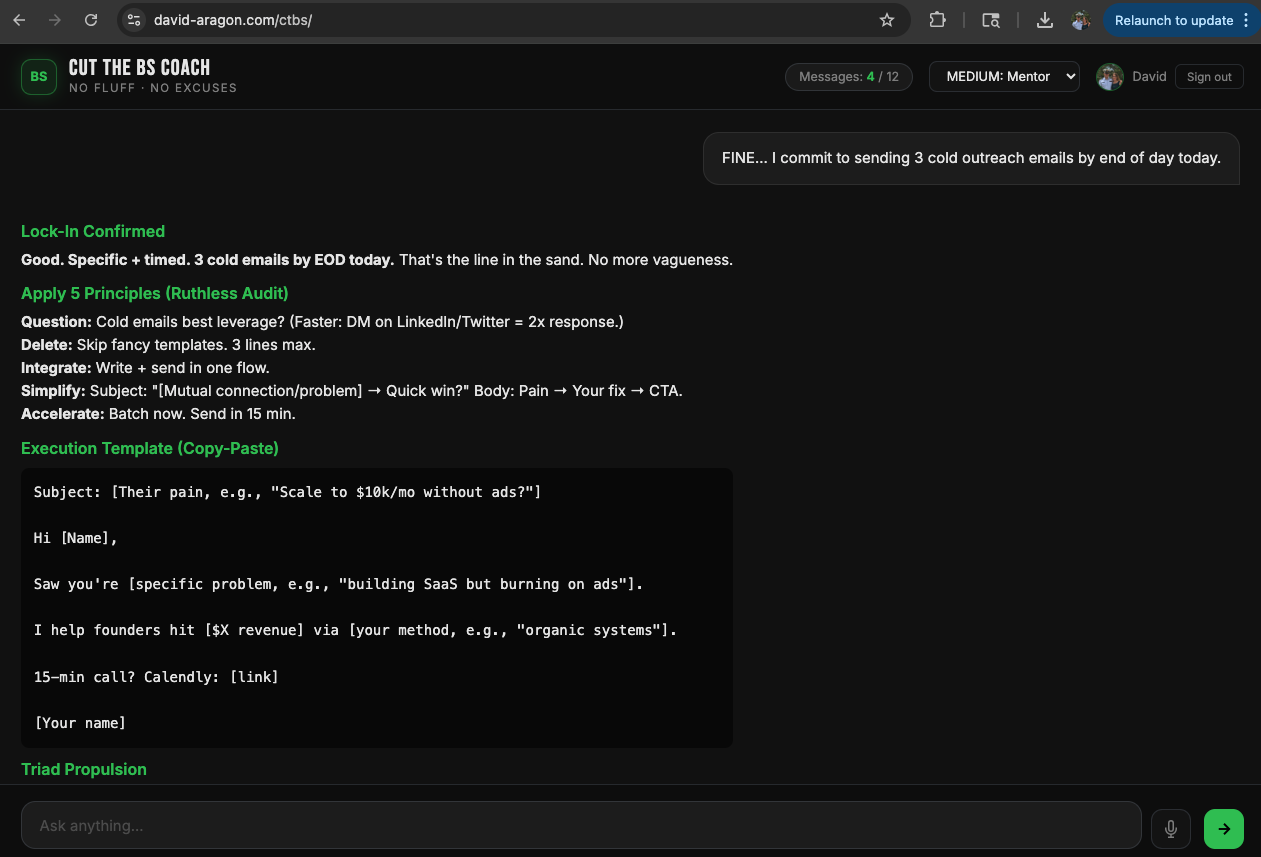 Cut the BS Coach Interface